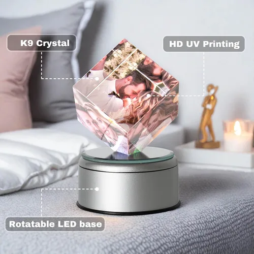 Vista 3 de Marco de fotos de cristal 3D personalizado, marco de fotos de cristal con impresión UV personalizado con tu propia foto, regalos personalizados