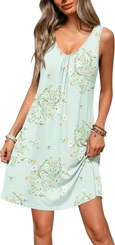 Vista 11 de Ekouaer Camisones para mujer, de viscosa de bambú, sin mangas, para dormir, con cuello en V, ropa de dormir