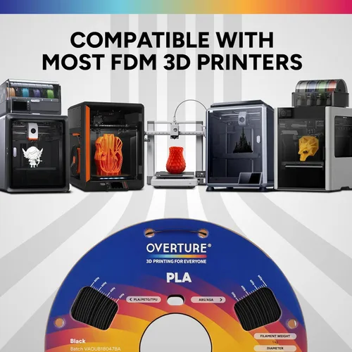 Vista 5 de OVERTURE Paquete de 10 filamentos PLA de 0.069 lbs (0.069 in), filamento de impresora 3D de herido ordenado, paquete de 10 bobinas de 2.2 libras