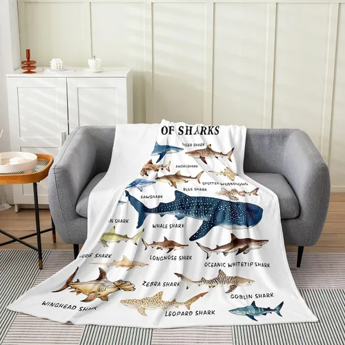 Vista 8 de Erosebridal Hammerhead Shark Flannel Blanket 40x50 Marine Life Fuzzy Plush Throw for Sofa Couch Hammerhead Shark Lover Gifts Ocean Sealife Fleece