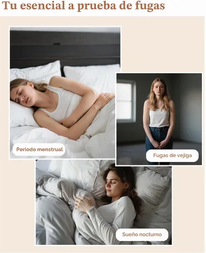 Vista 8 de INNERSY Ropa Interior de Período para Mujeres y Adolescentes, a Prueba de Fugas, Menstrual, de Algodón, Protectora, Estilo Hipster, 3 Unidades Flujo