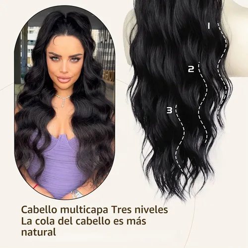 Vista 5 de FREEMEIGE - Extensión de cola de caballo con cordón, 26 pulgadas, color 1b