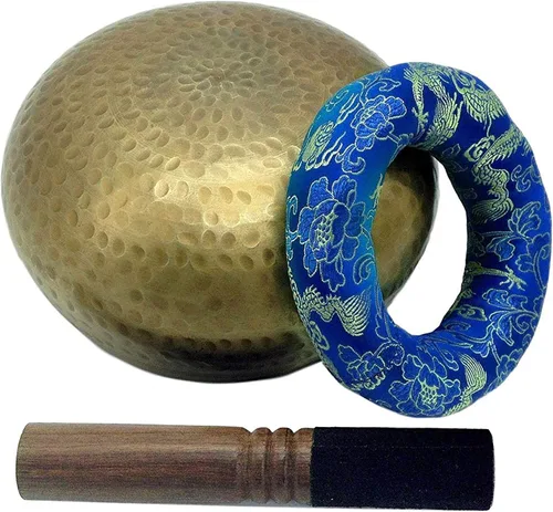 Vista 4 de Juego de cuencos tibetanos martillados a mano de grado de meditación de 5.90 pulgadas, de calidad profesional, de 2.2 libras, con sonido tibetano