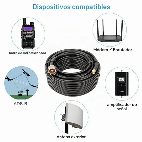 Vista 5 de MOOKEERF 2 piezas de cable N macho a SMA macho 1 pie, cable SMA a N de 50 ohmios de baja pérdida ultra KMR240 coaxial para enrutador WiFi, receptor