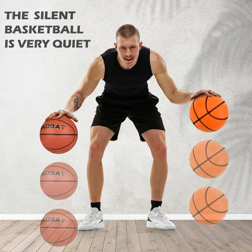 Vista 6 de Baloncesto Silencioso de Tamaño Oficial 7 (29.5") Espuma Suave de Alta Densidad y Bajo Ruido Pelota de Entrenamiento Interior Fácil Agarre Altamente