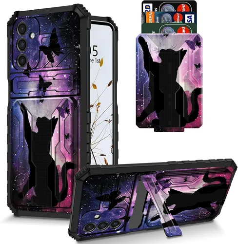 Vista 70 de Funda para Galaxy S21 FE 5G 2022 con soporte, funda de doble capa de policarbonato duro de TPU suave, estampado de vaca, estampado animal