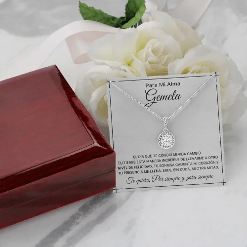 Vista 4 de Collar Para Mi Alma Gemela En Espanol - Collar Para Boda, Cosas Para Mi Novia, Cadenas Cubanas Acero Inocidable, Girls Cross Necklace Ages 5-8