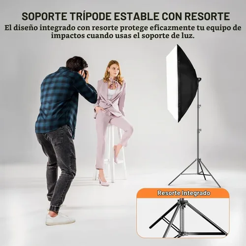 Vista 3 de EMART Soporte de Luz Resistente de 8.5 pies, Acolchado con Resorte, Construcción de Aleación de Aluminio, Trípode de Estudio de Foto y Video