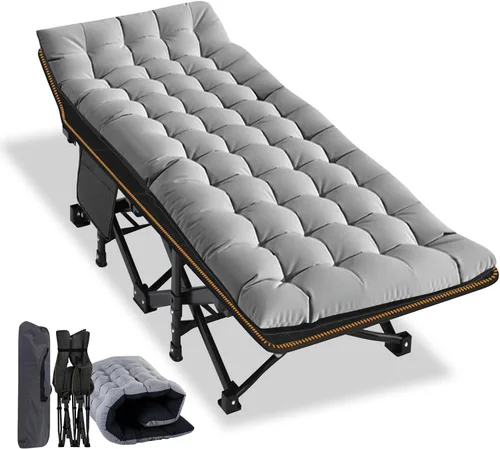 Vista 17 de NAIZEA Catres plegables para adultos, catre plegable con colchón, cama plegable para camping, catre militar portátil, catres de dormir Oxford