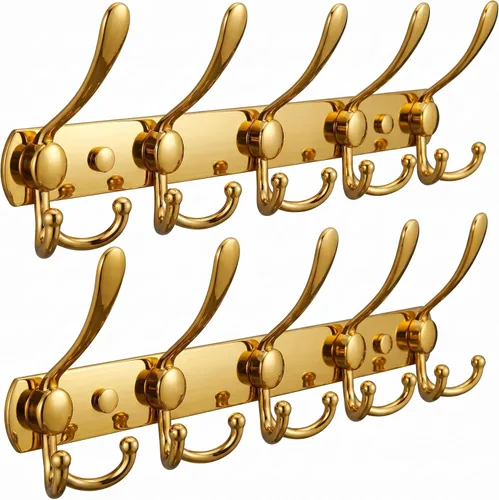 Vista 8 de Perchero de pared con 5 ganchos triples, acero inoxidable de 16 pulgadas – acabado mate negro, perchero resistente montado en la pared para abrigos