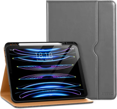 Vista 14 de DTTO para iPad Pro 12.9 6ª / 5ª / 4ª / 3ª generación Funda 2022/2021/2020/2018, Funda de cuero premium tipo folio con soporte integrado