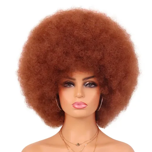 Vista 11 de G&T Wig Pelucas rizadas afro de los años 70 para mujeres negras, sin pegamento y suaves pelucas afro negras grandes, con volumen y suaves de aspecto