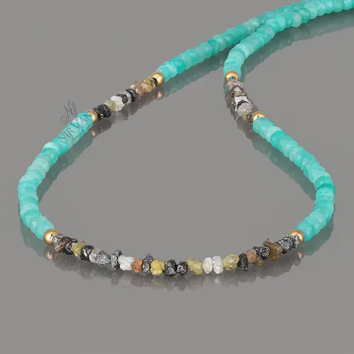 Vista 4 de Collar de Tiendaita con pepitas de diamante de mezcla de plata 925 (oro amarillo), cadena delicada para regalo del día de San Valentín, 19.7in