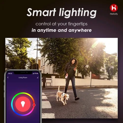 Vista 2 de helloify BR30 - Bombillas LED WiFi inteligentes, cambio multicolor RGBCW, blanco cálido a frío, regulable, compatible con Alexa y Google Home