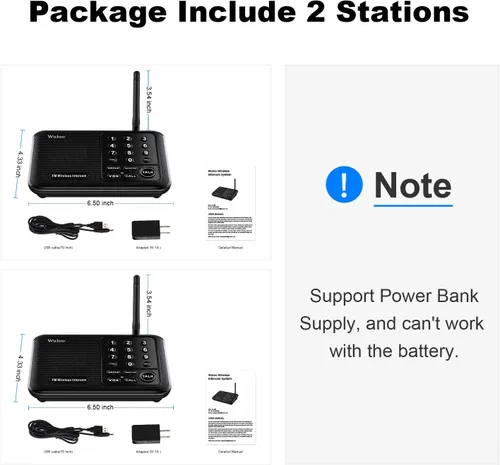 Vista 7 de Wuloo Intercomunicadores inalámbricos para el hogar de 1 milla (5280 pies) Rango 10 - Canal, sistema de intercomunicación inalámbrico para el hogar
