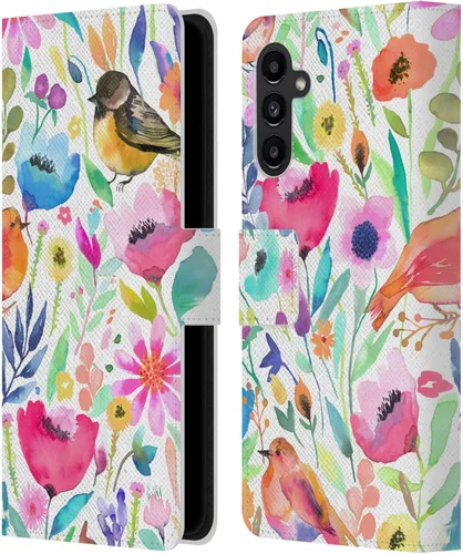 Vista 130 de Head Case Designs Officially Licensed Ninola Brushstrokes Black Summer Patterns Leather Wallet Case Compatible with Samsung Galaxy A07 4G