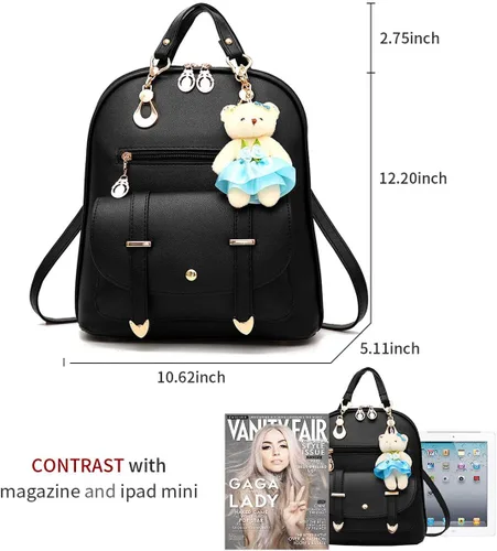 Vista 3 de ZIRUNG - Mochila de gran capacidad, bolso de hombro de cuero, linda mini mochila para mujer