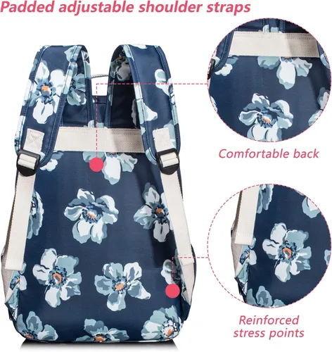 Vista 45 de Leaper Mochila para laptop para mujer: linda mochila floral para escuela, universidad, viajes, trabajo, mochila ligera para niños, Negro margarita