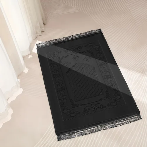 Vista 7 de Alfombra de oración musulmana con cuentas de oración Tasbih, suave y grande para oración islámica mate, alfombrilla de oración islámica acolchada