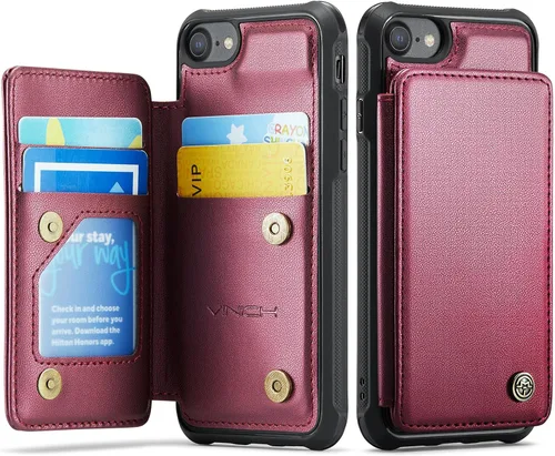 Vista 13 de Vinich for iPhone XR Wallet Case with Card Holder, Black RFID Blocking Credit Slots, Kickstand, Shockproof Flip Phone Cover, PU Leather, Double