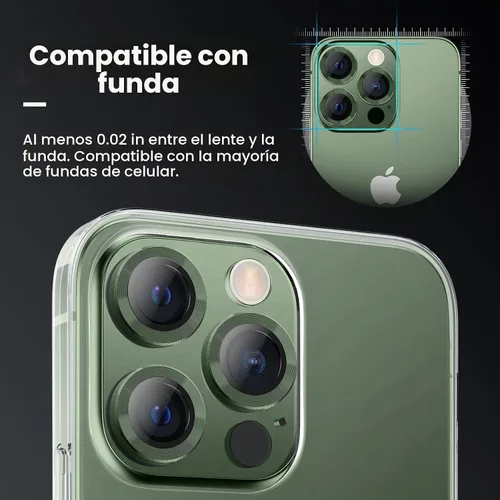Vista 4 de Tensea Protector de lente de cámara para iPhone 13 Pro, iPhone 13 Pro Max Verde alpino