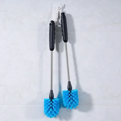 Vista 5 de MOSOLAN Cepillo para botella de agua de acero inoxidable, cepillo de limpieza de mango largo, construido para limpiar botellas deportivas