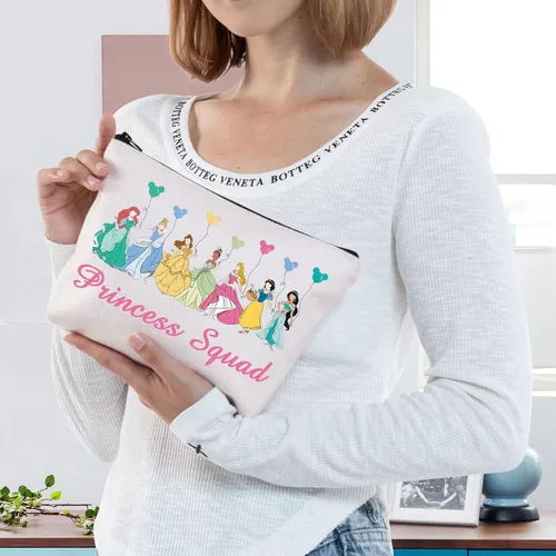 Vista 4 de BWWKTOP Bolsa de maquillaje cosmético de escuadrón de princesa, regalos de grupo de princesas, bolsa con cremallera, mercancía de princesa