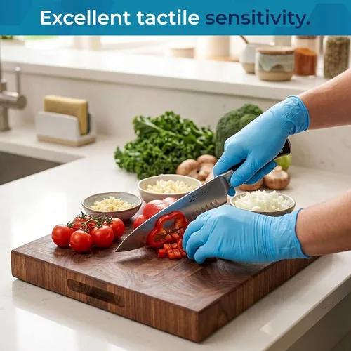 Vista 7 de VOS Guantes desechables Resistente Sin polvo Goma sin látex Caja de 100 unidades Seguro para alimentos