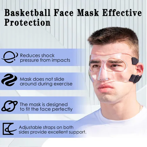 Vista 3 de Protector de nariz para nariz rota, máscara facial deportiva, protector de nariz ajustable con acolchado de espuma para béisbol, softbol