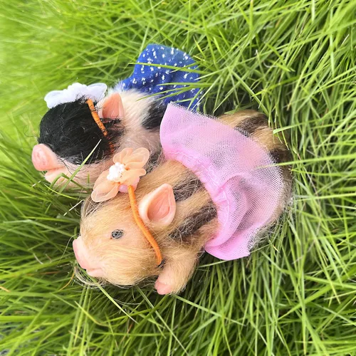 Vista 6 de OtardDolls Reborn Piggy Dolls, 5 pulgadas de silicona completa suave realista mini muñecas de cerdo, mini muñecas de cerdo realistas recién nacidos