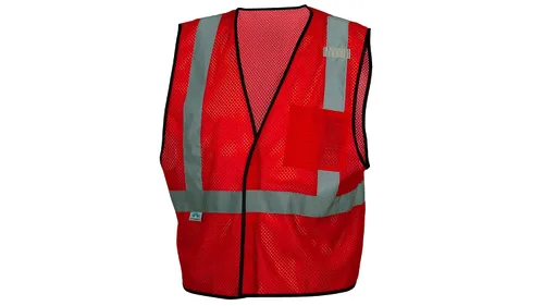 Vista 2 de Pyramex RV12 Series Hi-Vis - Chaleco de seguridad reflectante para el trabajo, rojo, pequeño/mediano