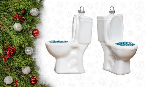 Vista 3 de Juego de 2 adornos de papel higiénico y papel higiénico de vidrio soplado para árbol de Navidad