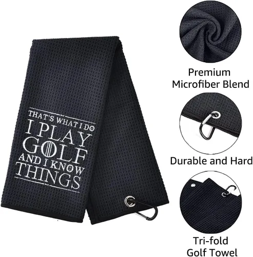Vista 3 de TOUNER That's What I Do I Play Golf and I Know Things - Toallas de golf bordadas, divertida bolsa de golf, regalos para hombres, mujeres, golfistas