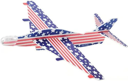 Vista 4 de Planeadores de espuma patrióticos de juguete de Estados Unidos (paquete de 12) – Juguetes de avión rojo, blanco y azul, para niños, recuerdos