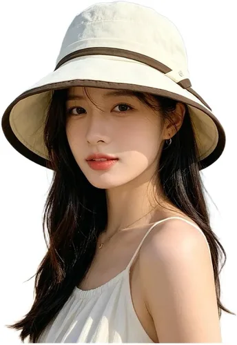 Vista 8 de Foldable Women's Sun Hat with Wide Brim, Adjustable Bucket in Breathable Polyester, UV Protection Fisherman Cap Mz2923 Beige