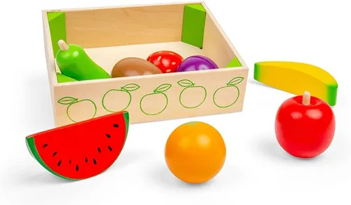Vista 3 de Bigjigs Toys Caja de frutas de madera - Comida para jugar y juguetes de rol