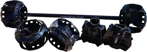Vista 2 de Aquastrength Ultimate Bundle - Equipo funcional para ejercicios de piscina Pesas de agua Barbell, campanas y aletas Enlace a Ejercicios