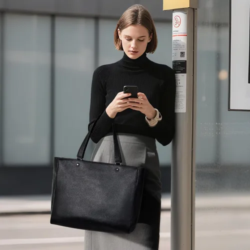 Vista 2 de befen Bolso Tote de Trabajo para Laptop de Cuero Genuino para Mujeres Damas Totes Bolsos de Hombro Carteras Bandolera Bolso de Mano