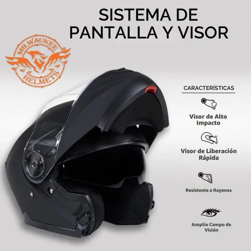 Vista 5 de Milwaukee Helmets Breeze - Casco modular de motocicleta plano negro avanzado con visera desplegable aprobado por DOT MPH9814DOT - XS