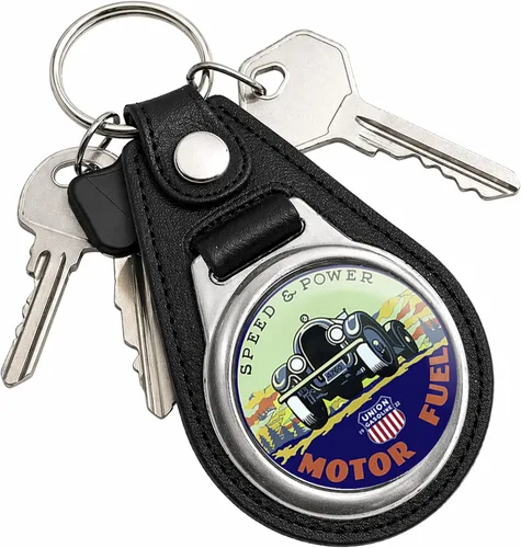 Vista 132 de Brotherhood Round Key Chain for Vintage Motor Oil, Petroleum, and