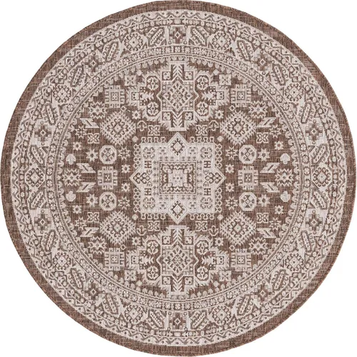 Vista 73 de Unique Loom Outdoor Aztec Collection Alfombra de área, Chalca (5 pies 3 pulgadas, octágono, aguamarina/marfil)