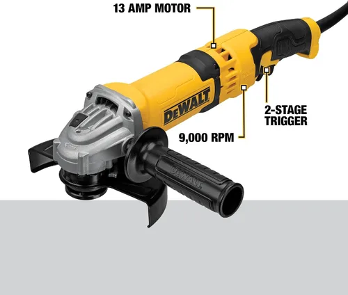 Vista 8 de DEWALT herramienta de pulido angular, 4-1/2 pulgadas a 5 pulgadas, interruptor de gatillo (DWE43116)
