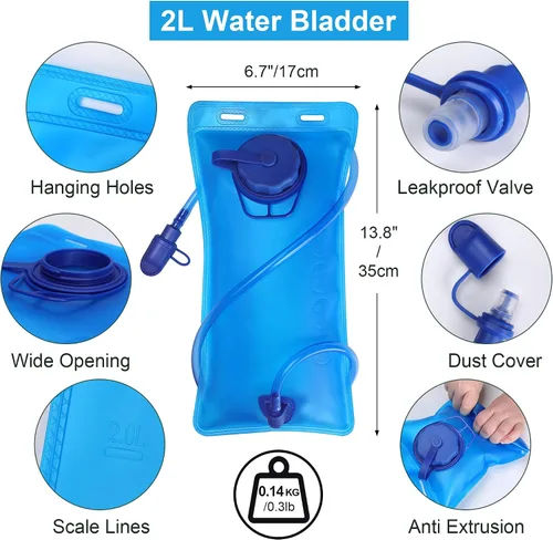 Vista 2 de Mochila de hidratación ligera con bolsa de agua de 2 L para hombres y mujeres, pequeñas mochilas de agua para correr, chaleco para senderismo