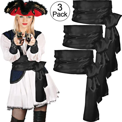 Vista 6 de SATINIOR Cinturón de pirata, banda larga de seda para accesorios de disfraces, 5.5 pulgadas de ancho, 140 pulgadas de largo