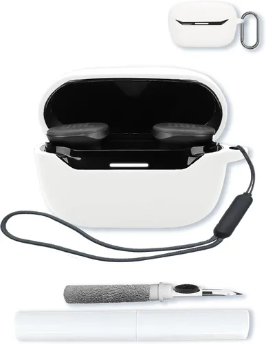 Vista 9 de Funda para JBL Endurance Race 2 True Wireless in Ear Earbuds, protección suave, a prueba de golpes, funda de silicona BOVUGAC con llavero, kit