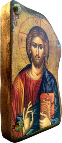 Vista 2 de Monte Athos ortodoxo griego de madera hecho a mano icono de Jesucristo / Mp4_1