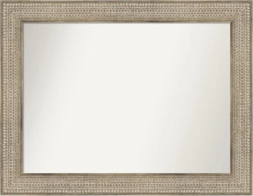 Vista 200 de Amanti Art Espejo de baño plateado para sobre fregadero, 26 x 26 pulgadas, espejo cuadrado de níquel pulido, marco de madera tradicional mediano, se