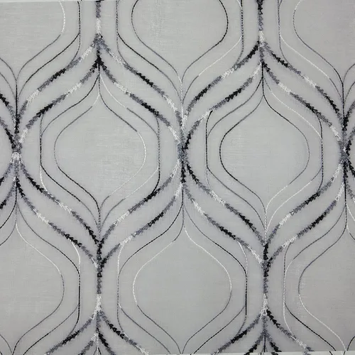 Vista 6 de No. 918 Raina Space - Panel de cortina con bolsillo para barra, bordado con enrejado teñido, 50 x 84 pulgadas, azul puerto
