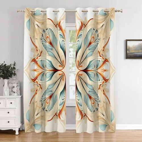 Vista 170 de Cortinas opacas de poliéster multicapa para cafetería, con diseño de diamantes, 2 unidades, 26 x 24 pulgadas