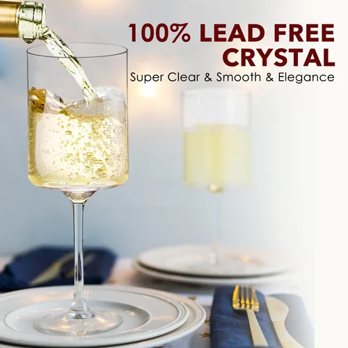 Vista 11 de Chouggo Juego de 6 copas de vino, cristal soplado a mano para vino tinto o blanco, 15 onzas, hechas a mano por artesanos, regalos para mujeres